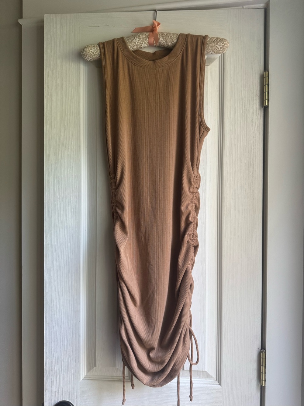 Wishlist Ruched Side Midi Dress in Camel